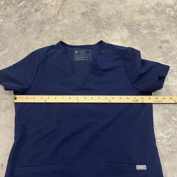 Figs Women's Casma Size Small V Neck Pocket Scrub Tops Navy Blue FW1100 - Picture 5 of 6